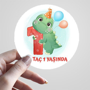 1 Yaş Dinazor Temalı Sticker