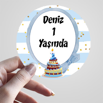 1 Yaş Pasta Temalı Parti Sticker