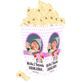 1 Yaşında Temalı Temalı Popcorn Kutusu