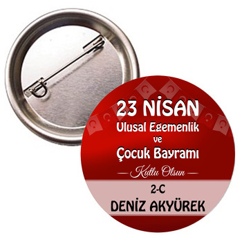 23 Nisan ile Bayrak Temalı İğneli Buton Rozet