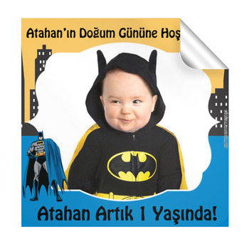 Batman Temalı Doğum Günü Kare Etiket