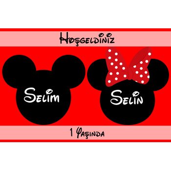 Minnie ve Mickey Mouse Temalı Doğum Günü Magnet