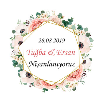 Toz Pembe Güller Temalı Söz Nişan Nikah Sticker