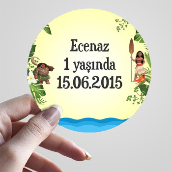 Moana Temalı Sticker Etiket