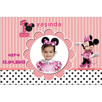 Pembe Minnie Mouse Temalı Doğum Günü Afiş