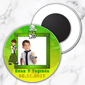 Ben 10 Temalı Resimli Daire Plastik Magnet