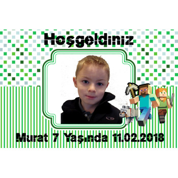 Mine Craft Temalı Doğum Günü Magnet