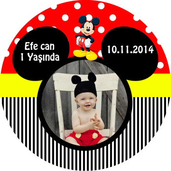 Mickey Mouse Resimli Akrilik Daire Magnet