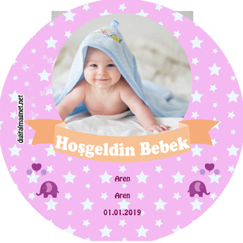 Miniş Fil 2 Temalı Hoşgeldin Bebek Akrilik Daire Magnet