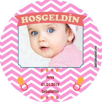 Canım Kızım Temalı Hoşgeldin Bebek Akrilik Daire Magnet