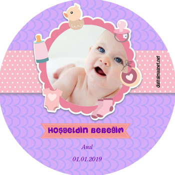 Bebek Oyuncaklı Hoşgeldin Bebek Akrilik Daire Magnet