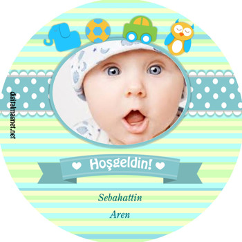 Sevimli Oyuncaklar Temalı Hoşgeldin Bebek Akrilik Daire Magnet