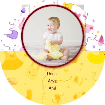 Miniş Eşyalar Temalı Bebek Akrilik Daire Magnet