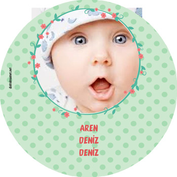 Yeşil Puantiyel Temalı Bebek Akrilik Daire Magnet