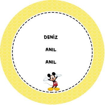 Mickey Mouse Temalı Akrilik Daire Magnet