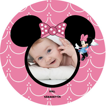 Minnie Mouse Temalı Resimli Akrilik Daire Magnet