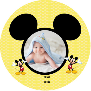 Mickey Mouse Temalı Resimli Akrilik Daire Magnet