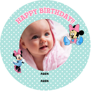 Minnie Mouselu Akrilik Daire Magnet