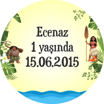 Moana Temalı Akrilik Daire Magnet