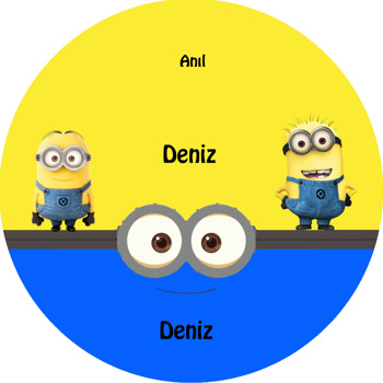 Minion Temalı Akrilik Daire Magnet