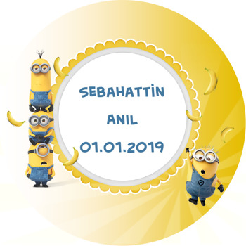 Minion 2  Temalı Akrilik Daire Magnet