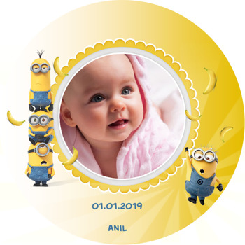 Minion 2 Temalı Resimli Akrilik Daire Magnet