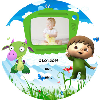 Baby Tv  Temalı Resimli Akrilik Daire Magnet