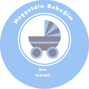 Bebek Arabalı Temalı Hoşgeldin Bebek Akrilik Daire Magnet