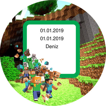 Minecraft Temalı Akrilik Daire Magnet