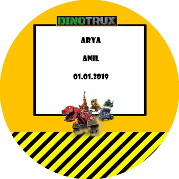 Dinotrux Temalı Akrilik Daire Magnet