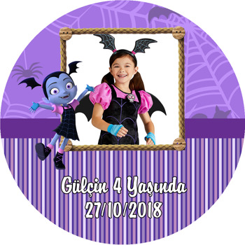 Vampirina Temalı Resimli Akrilik Daire Magnet