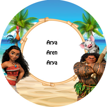 Moana Temalı Akrilik Daire Magnet