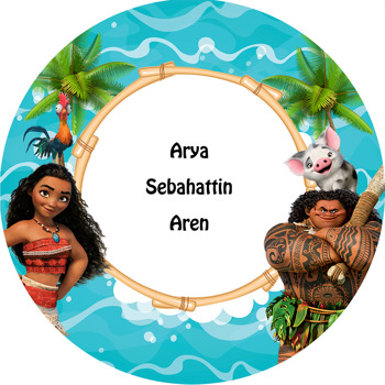 Moana Temalı Akrilik Daire Magnet