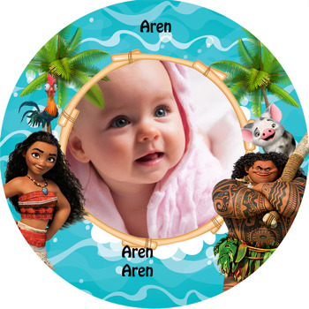 Moana Temalı Resimli Akrilik Daire Magnet