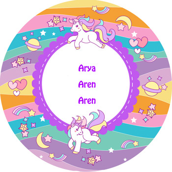 Unicorn Temalı Akrilik Daire Magnet