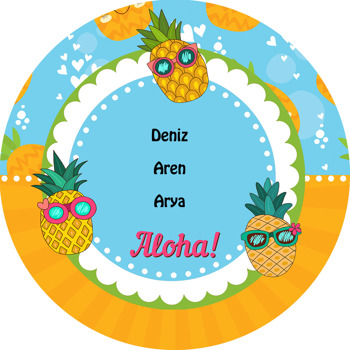 Ananas Temalı Akrilik Daire Magnet