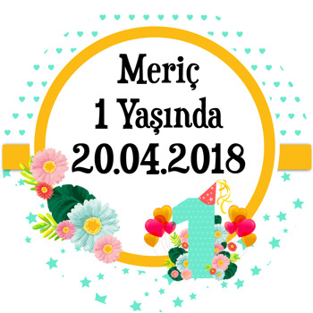 1 Yaşında  Temalı Akrilik Daire Magnet