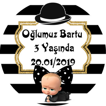 Patron Bebek Siyah Beyaz Temalı Akrilik Daire Magnet