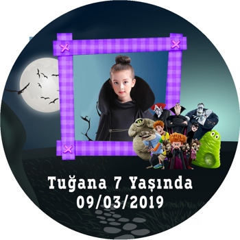 Hotel Transylvania Temalı Resimli Akrilik Daire Magnet