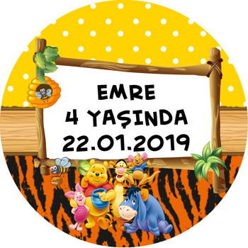 Winnie The Pooh 2 Temalı Akrilik Daire Magnet