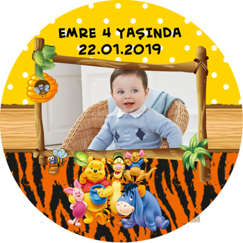 Winnie The Pooh 2 Temalı Resimli Akrilik Daire Magnet