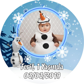 Olaf Frozen Temalı Resimli Akrilik Daire Magnet