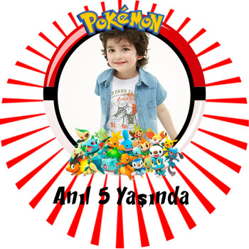 Pokemon Temalı Resimli Akrilik Daire Magnet