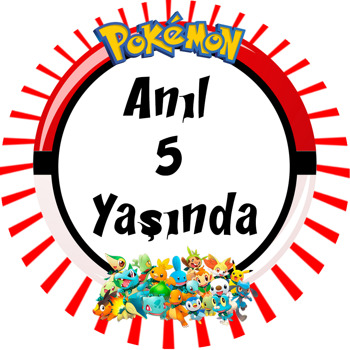 Pokemon Temalı Akrilik Daire Magnet