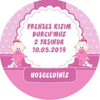 Pembe Bebek Temalı Akrilik Daire Magnet