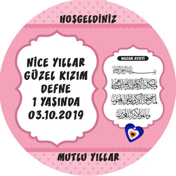 Nazar Duası 3 Temalı Akrilik Daire Magnet