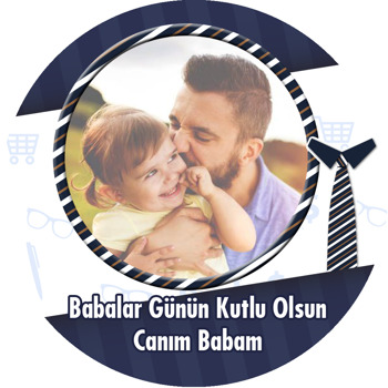 Babam Temalı Resimli Akrilik Daire Magnet