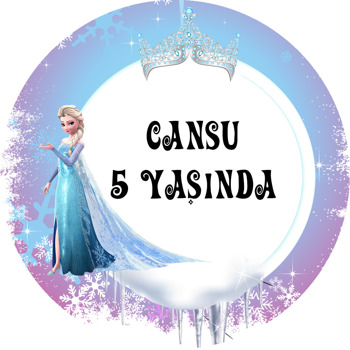 Taçlı Elsa Temalı Akrilik Daire Magnet