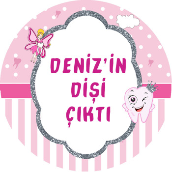 Pembe Diş Buğdayı Temalı Akrilik Daire Magnet