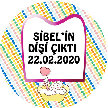 Pembe Çerçeveli Diş Temalı Akrilik Daire Magnet